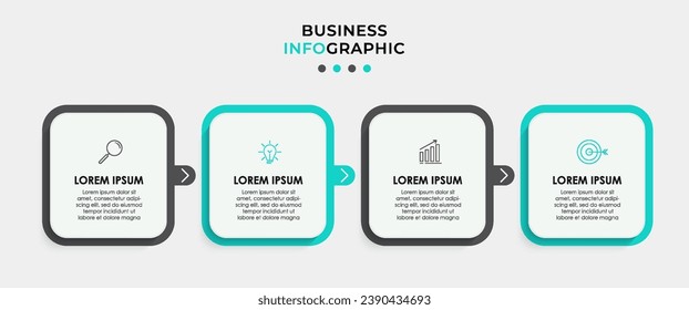 Plantilla de negocio de diseño de infografía vectorial con iconos y 4 opciones o pasos.  diseño cuadrado o diagrama