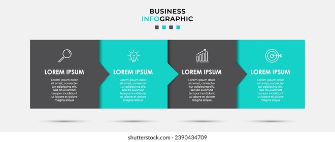 Vector Infographic design business template with icons and 4 options or steps.  square design or diagram