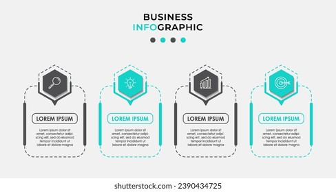 Vector Infographic design business template with icons and 4 options or steps.  square design or diagram
