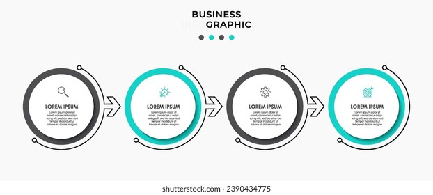 Plantilla de negocio de diseño de infografía vectorial con iconos y 4 opciones o pasos.  diseño cuadrado o diagrama