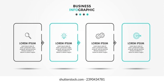 Plantilla de negocio de diseño de infografía vectorial con iconos y 4 opciones o pasos.  diseño cuadrado o diagrama