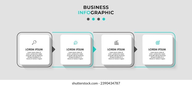 Plantilla de negocio de diseño de infografía vectorial con iconos y 4 opciones o pasos.  diseño cuadrado o diagrama