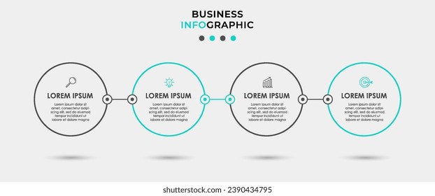 Vector Infographic design business template with icons and 4 options or steps.  square design or diagram