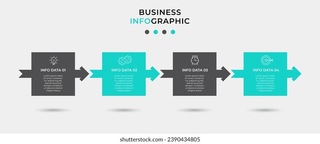 Vector Infographic design business template with icons and 4 options or steps.  square design or diagram