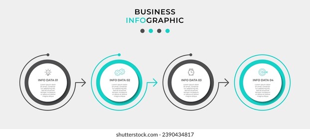 Vector Infographic design business template with icons and 4 options or steps.  square design or diagram