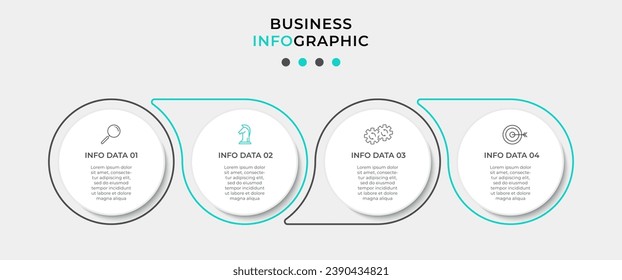Plantilla de negocio de diseño de infografía vectorial con iconos y 4 opciones o pasos.  diseño cuadrado o diagrama