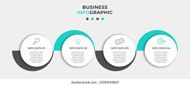 Plantilla de negocio de diseño de infografía vectorial con iconos y 4 opciones o pasos.  diseño cuadrado o diagrama