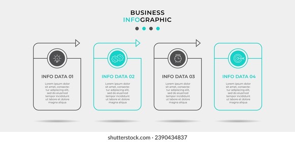 Vector Infographic design business template with icons and 4 options or steps.  square design or diagram