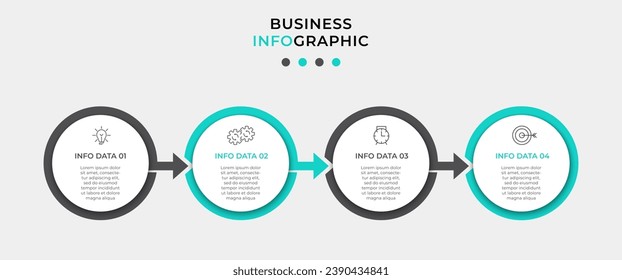 Plantilla de negocio de diseño de infografía vectorial con iconos y 4 opciones o pasos.  diseño cuadrado o diagrama