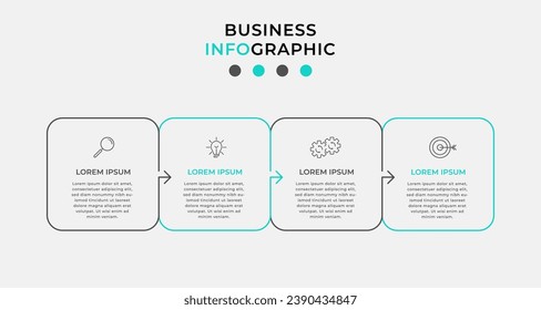 Plantilla de negocio de diseño de infografía vectorial con iconos y 4 opciones o pasos.  diseño cuadrado o diagrama
