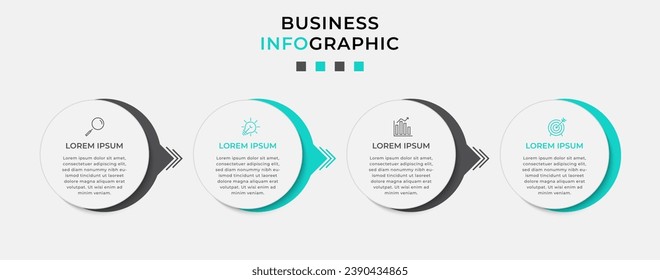 Vector Infographic design business template with icons and 4 options or steps.  square design or diagram