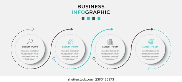 Vector Infografik Design Business Template mit Symbolen und 4 Optionen oder Schritten.  quadratisches Design oder Diagramm