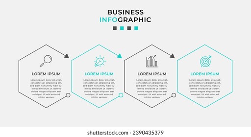 Plantilla de negocio de diseño de infografía vectorial con iconos y 4 opciones o pasos.  diseño cuadrado o diagrama