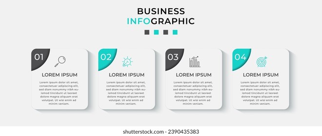 Vector Infographic design business template with icons and 4 options or steps.  square design or diagram