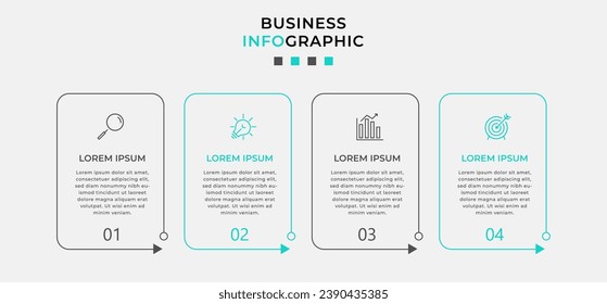 Plantilla de negocio de diseño de infografía vectorial con iconos y 4 opciones o pasos.  diseño cuadrado o diagrama