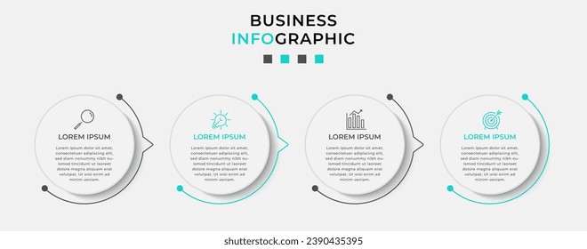 Vector Infographic design business template with icons and 4 options or steps.  square design or diagram