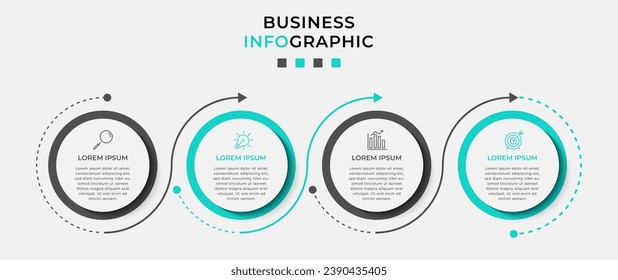 Plantilla de negocio de diseño de infografía vectorial con iconos y 4 opciones o pasos.  diseño cuadrado o diagrama
