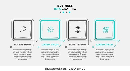 Plantilla de negocio de diseño de infografía vectorial con iconos y 4 opciones o pasos.  diseño cuadrado o diagrama