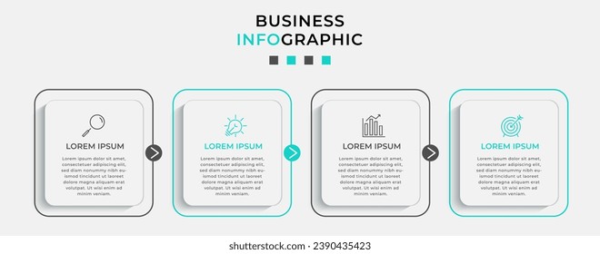 Plantilla de negocio de diseño de infografía vectorial con iconos y 4 opciones o pasos.  diseño cuadrado o diagrama