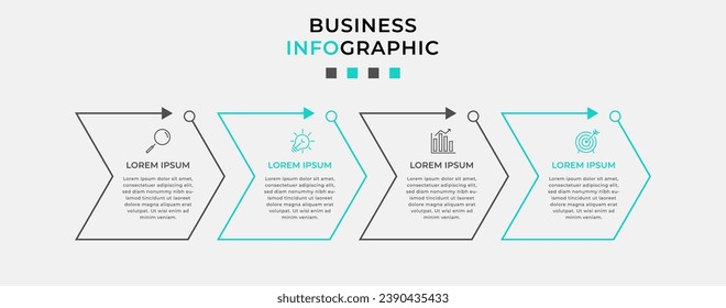 Vector Infographic design business template with icons and 4 options or steps.  square design or diagram