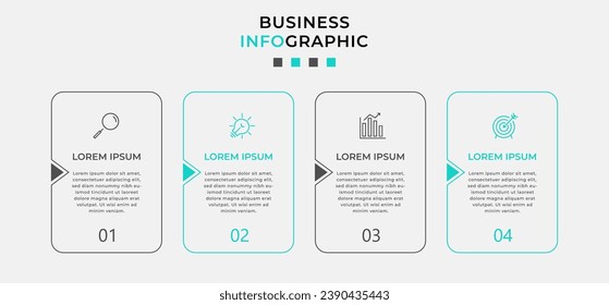 Vector Infografik Design Business Template mit Symbolen und 4 Optionen oder Schritten.  quadratisches Design oder Diagramm