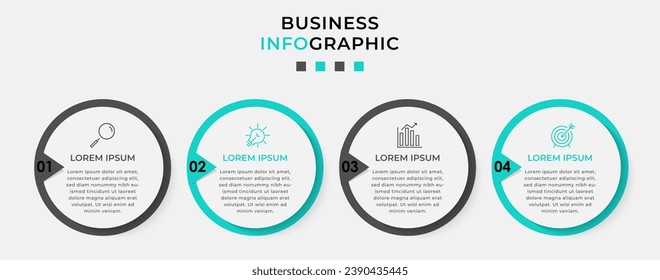 Vector Infographic design business template with icons and 4 options or steps.  square design or diagram