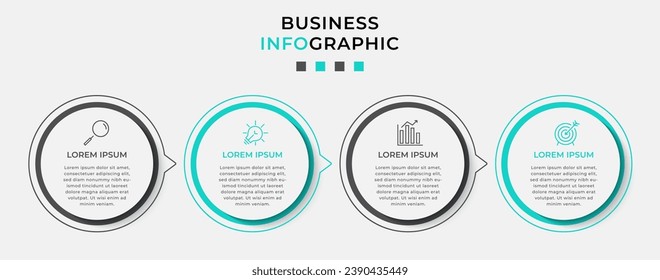 Vector Infografik Design Business Template mit Symbolen und 4 Optionen oder Schritten.  quadratisches Design oder Diagramm