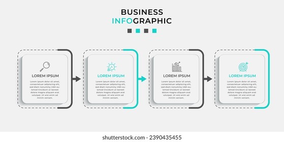 Vector Infographic design business template with icons and 4 options or steps.  square design or diagram