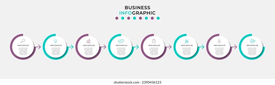 Vector Infografik Design Business Template mit Symbolen und 8 Optionen oder Schritten. quadratisches Design oder Diagramm