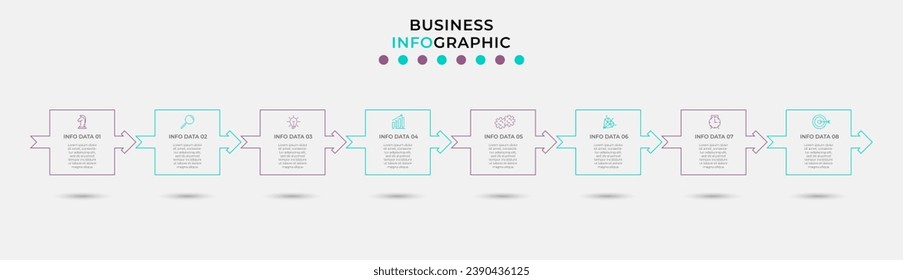 Plantilla de negocio de diseño de infografía vectorial con iconos y 8 opciones o pasos. diseño cuadrado o diagrama