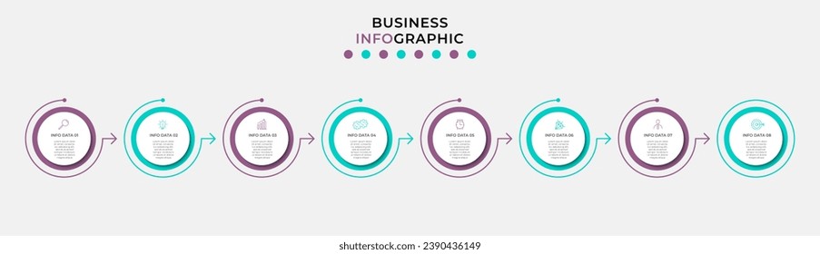 Vector Infographic design business template with icons and 8 options or steps. square design or diagram