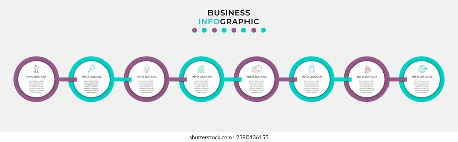 Vector Infografik Design Business Template mit Symbolen und 8 Optionen oder Schritten. quadratisches Design oder Diagramm