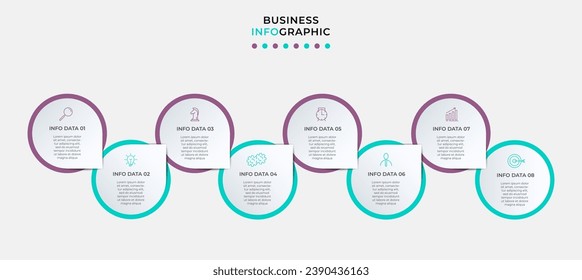 Plantilla de negocio de diseño de infografía vectorial con iconos y 8 opciones o pasos. diseño cuadrado o diagrama