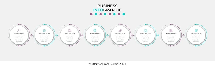 Plantilla de negocio de diseño de infografía vectorial con iconos y 8 opciones o pasos. diseño cuadrado o diagrama