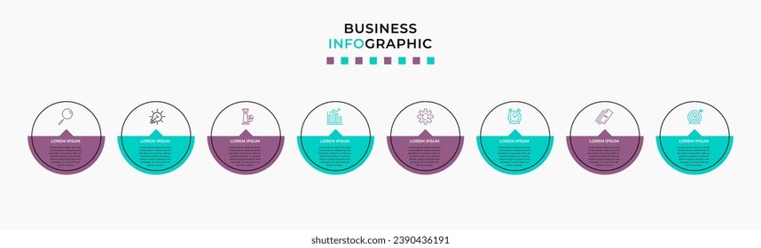 Vector Infografik Design Business Template mit Symbolen und 8 Optionen oder Schritten. quadratisches Design oder Diagramm