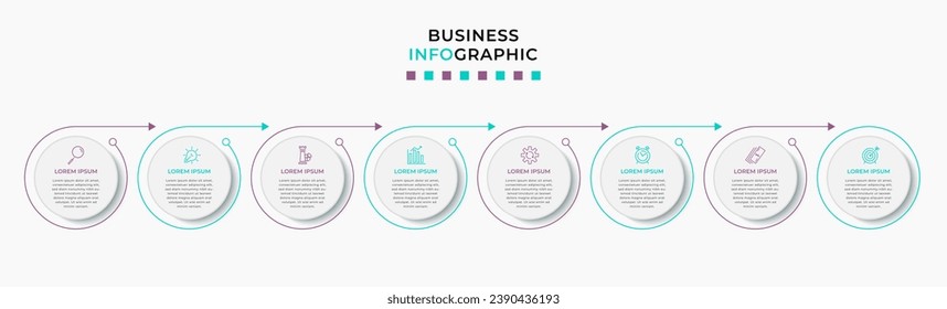 Plantilla de negocio de diseño de infografía vectorial con iconos y 8 opciones o pasos. diseño cuadrado o diagrama