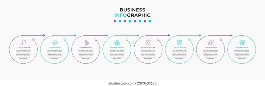 Vector Infographic design business template with icons and 8 options or steps. square design or diagram