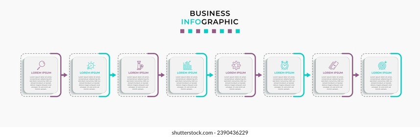 Vector Infographic design business template with icons and 8 options or steps. square design or diagram