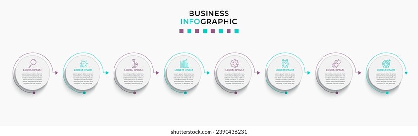 Vector Infographic design business template with icons and 8 options or steps. square design or diagram