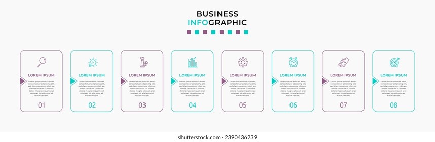 Vector Infographic design business template with icons and 8 options or steps. square design or diagram