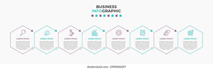 Plantilla de negocio de diseño de infografía vectorial con iconos y 8 opciones o pasos. diseño cuadrado o diagrama