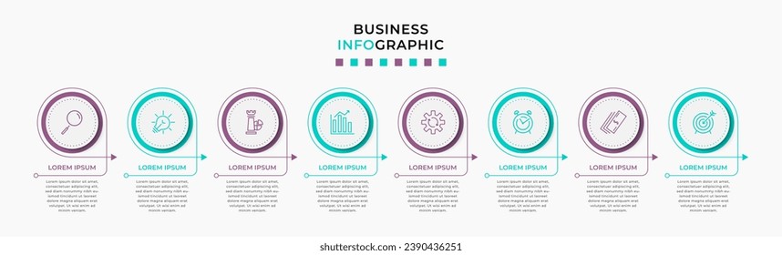 Vector Infographic design business template with icons and 8 options or steps. square design or diagram
