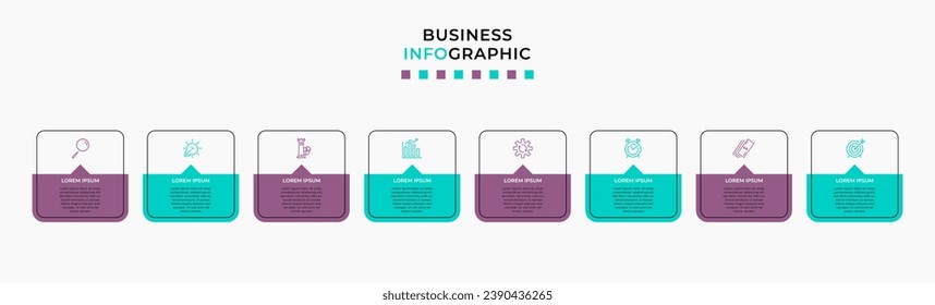 Vector Infographic design business template with icons and 8 options or steps. square design or diagram