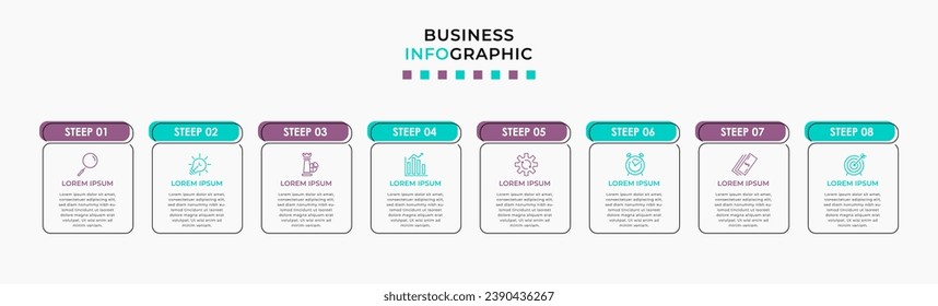 Vector Infographic design business template with icons and 8 options or steps. square design or diagram