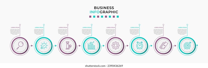 Vector Infographic design business template with icons and 8 options or steps. square design or diagram