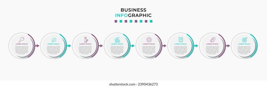Vector Infographic design business template with icons and 8 options or steps. square design or diagram