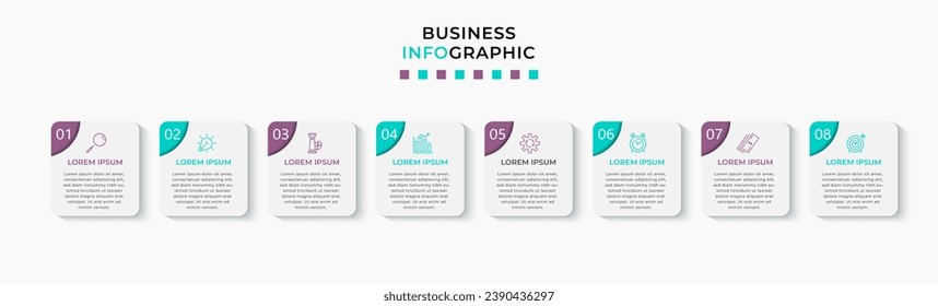 Vector Infographic design business template with icons and 8 options or steps. square design or diagram