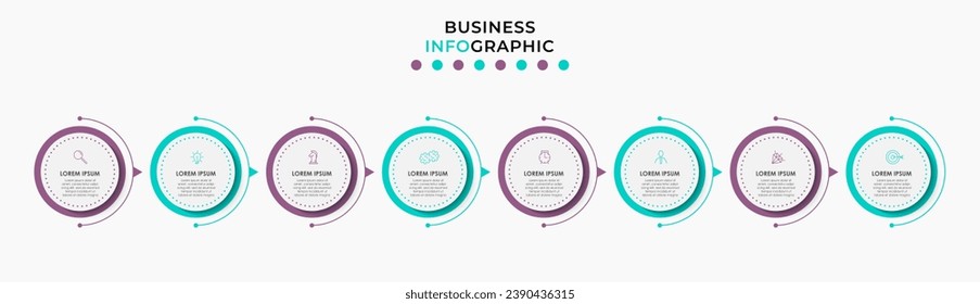 Plantilla de negocio de diseño de infografía vectorial con iconos y 8 opciones o pasos. diseño cuadrado o diagrama