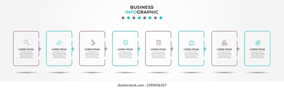 Vector Infographic design business template with icons and 8 options or steps. square design or diagram