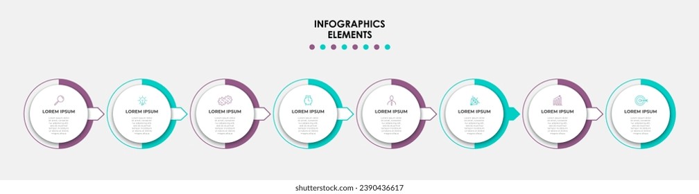 Vector Infographic design business template with icons and 8 options or steps. square design or diagram
